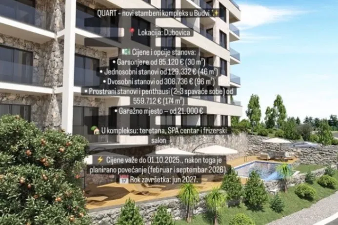 Sale, one bedroom apartment, 46m², Dubovica, Budva