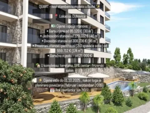 Sale, one bedroom apartment, 46m², Dubovica, Budva