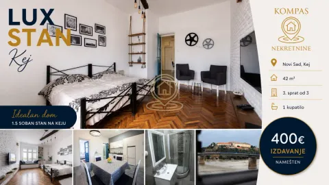 Izdavanje, jednosoban stan, 42m², Kej, Novi Sad Sve Podlokacije - image 1