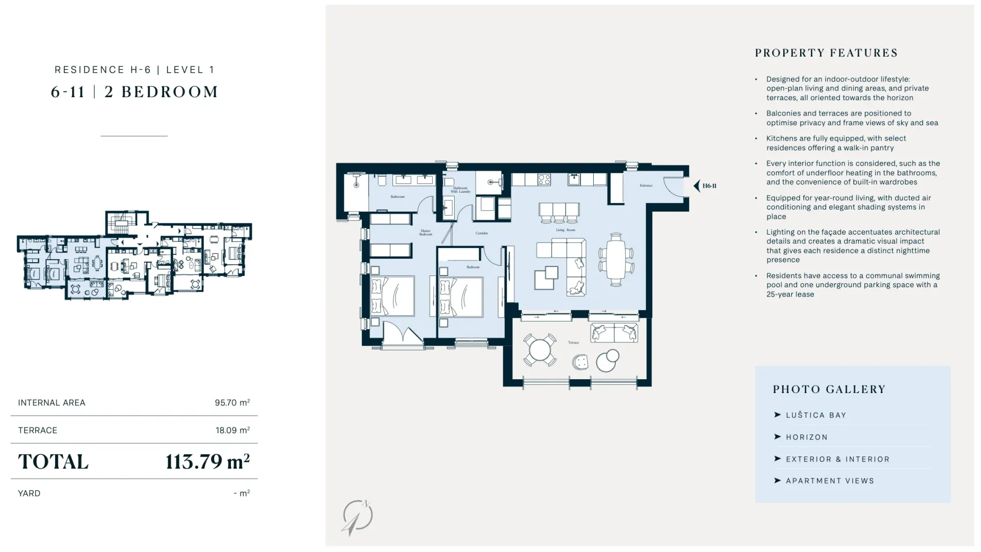 Sale, two bedroom apartment, 98m², Luštica Bay, Tivat