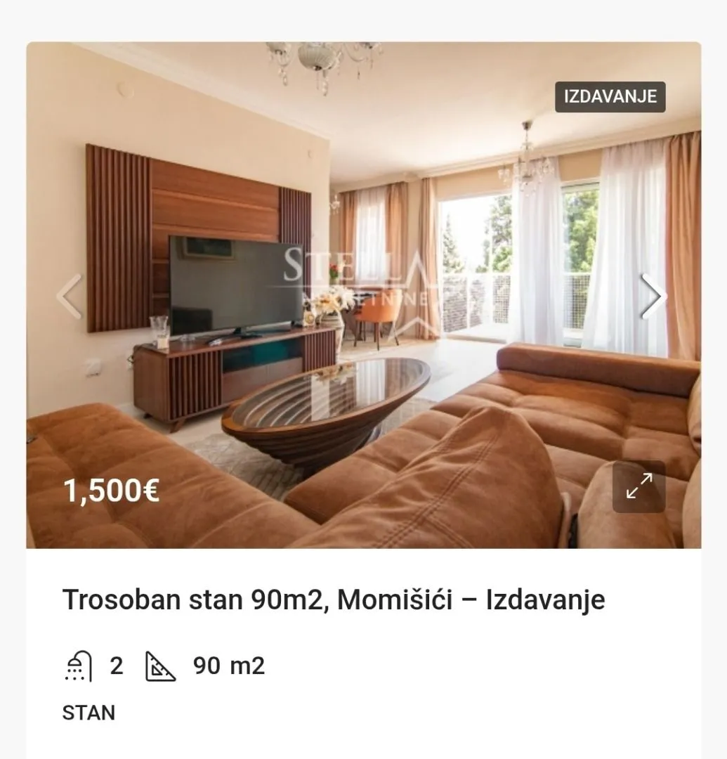 Izdavanje, stan, 90m², Momišići, Podgorica