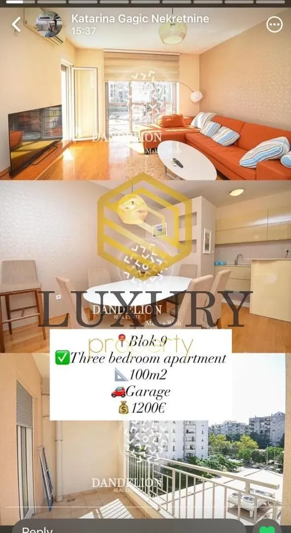 Izdavanje, trosoban stan, 100m², Blok 9, Podgorica