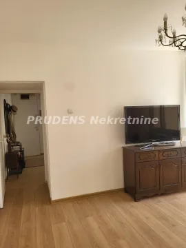 Dnevna soba sa televizorom na komodi i pogledom na hodnik. - image 3
