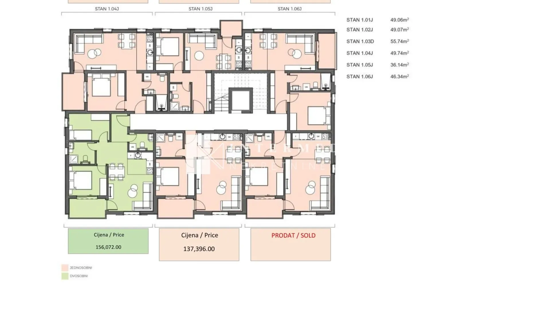 Prodaja, dvosoban stan, 55m², Bijela, Herceg Novi