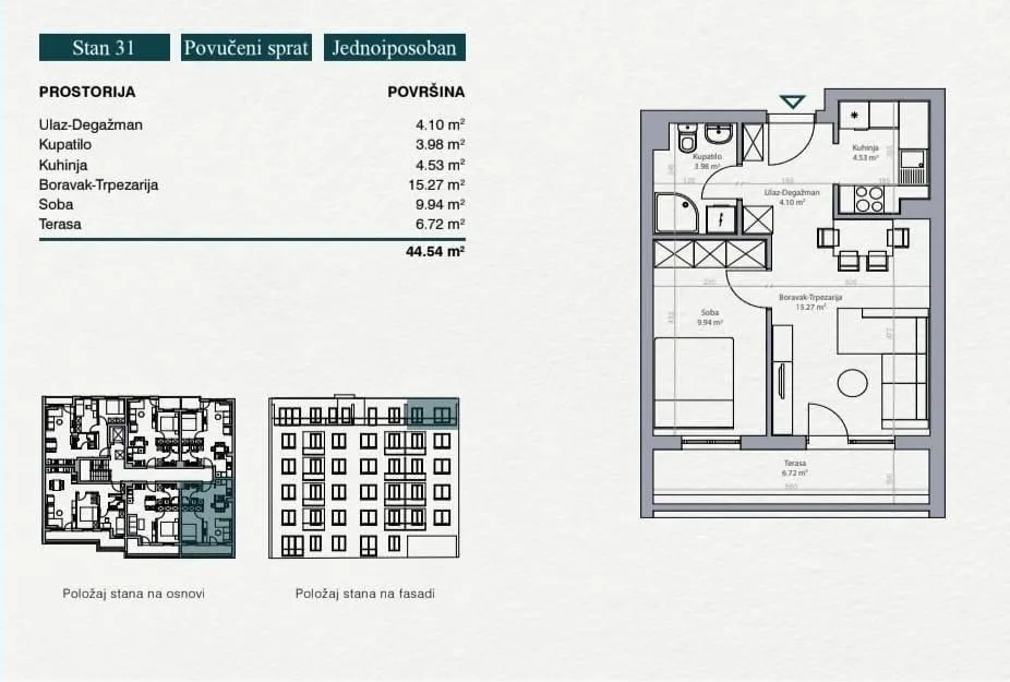 Prodaja, dvosoban stan, 45m², Bežanija, Beograd