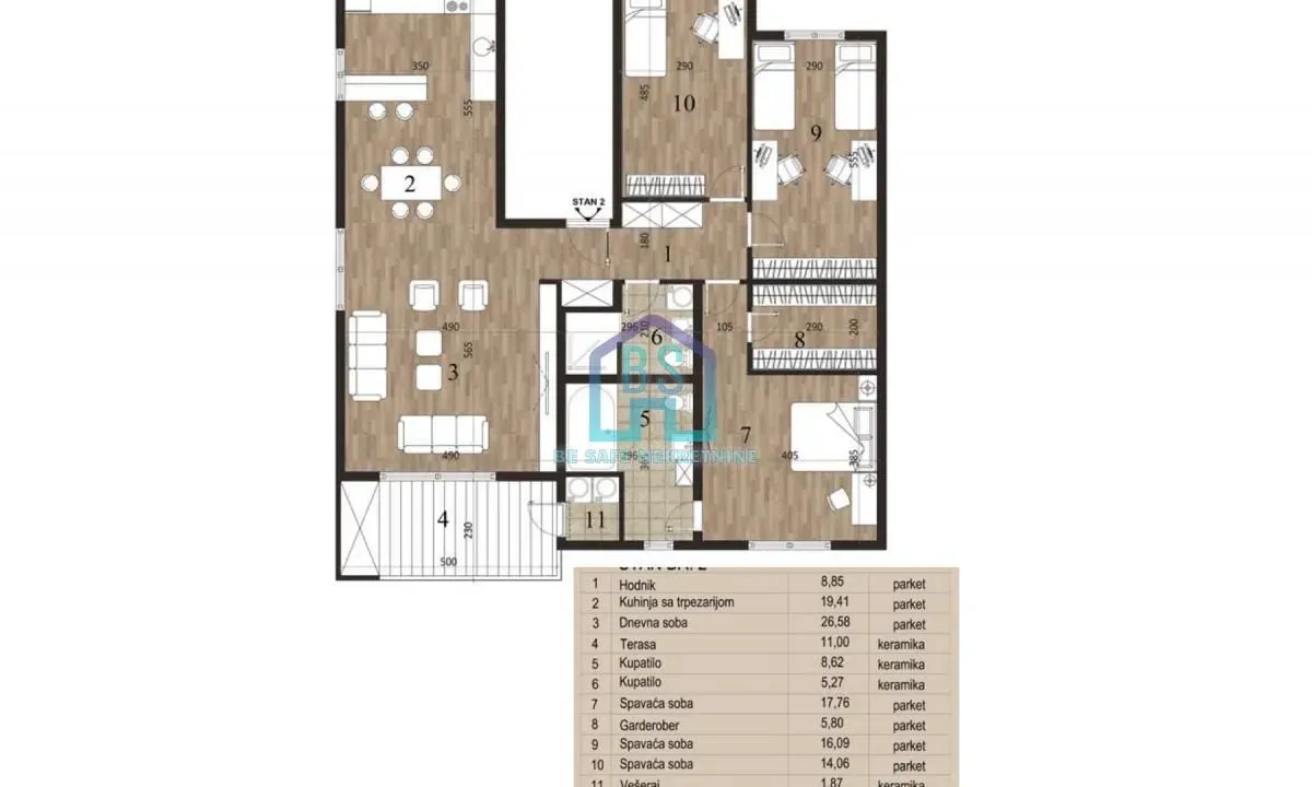 Sale, four bedroom apartment, 135m², Novo naselje, Novi Sad