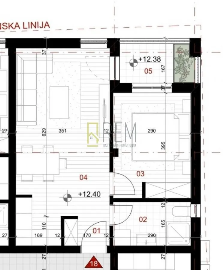 Rent, one bedroom apartment, 45m², Centar, Budva