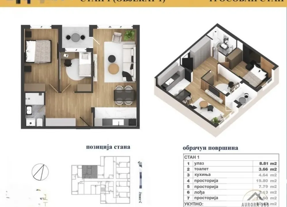 Sale, three bedroom apartment, 60m², Adice, Novi Sad Sve Podlokacije