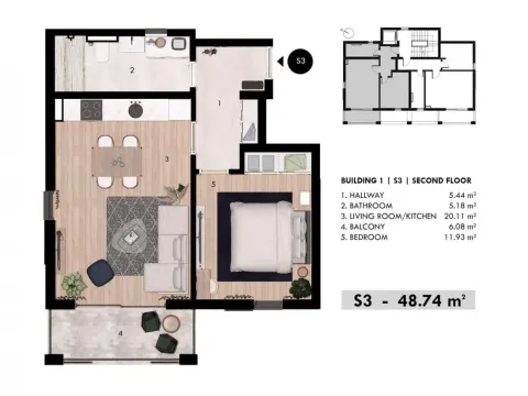 Prodaja, jednosoban stan, 49m², Donja Lastva, Tivat - image 2