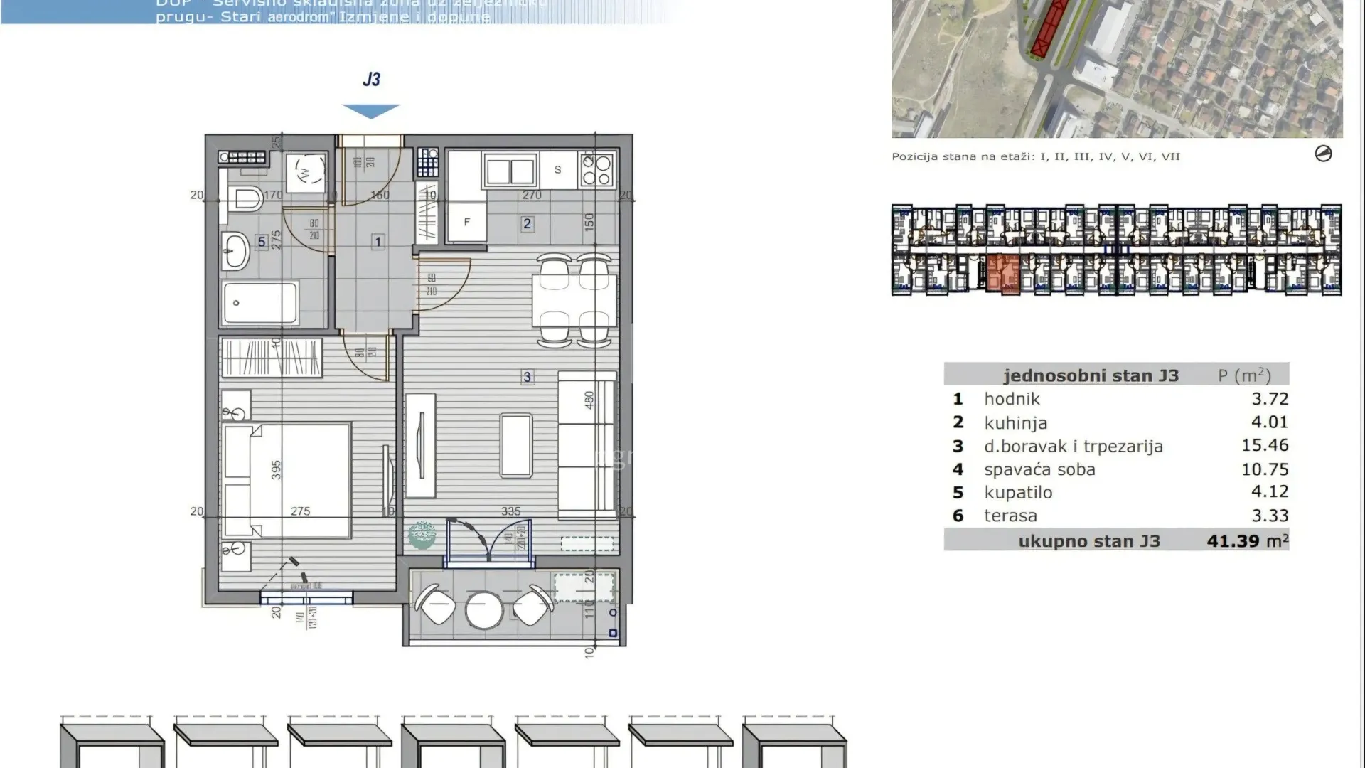 Prodaja, jednosoban stan, 41m², Stari Aerodrom, Podgorica