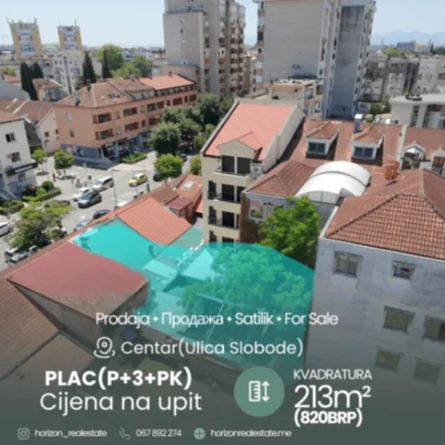 Sale, land lot, 213m², Centar, Podgorica