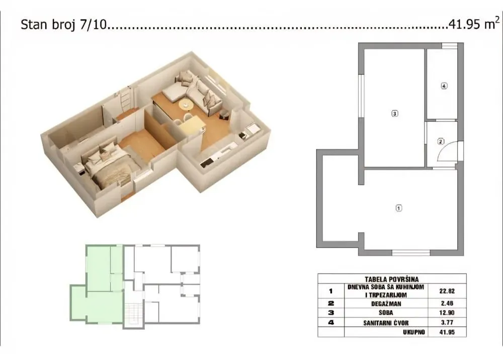 Sale, one bedroom apartment, 42m², Crveni Krst, Niš
