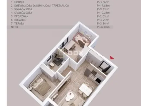Sale, two bedroom apartment, 49m², Palilula, Niš - image 2