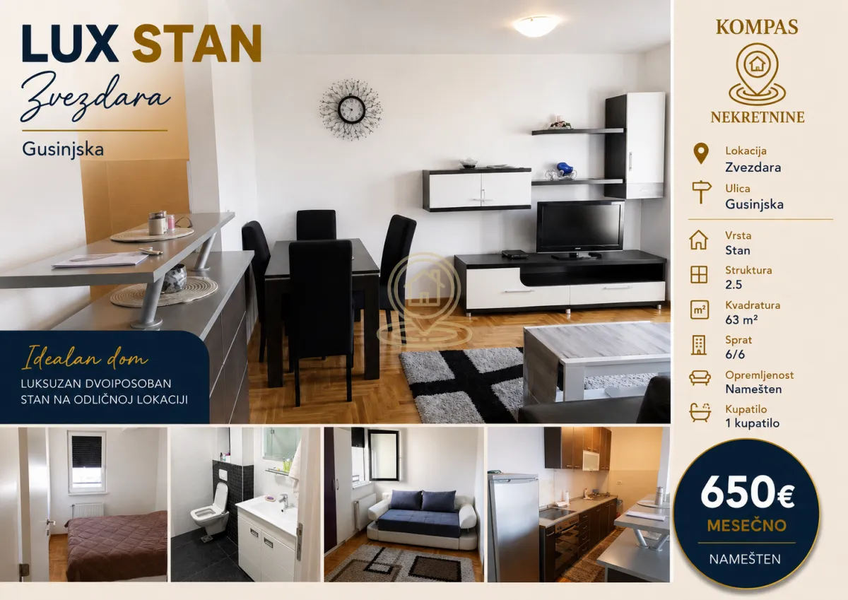 Rent, two bedroom apartment, 63m², Kluz, Zvezdara Sve Podlokacije