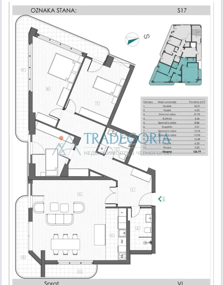 Prodaja, trosoban stan, 126m², Bar, Crna Gora