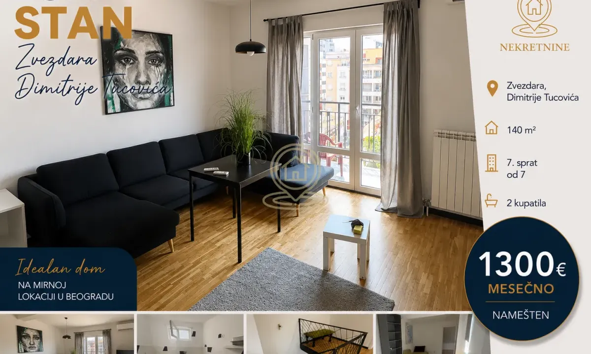 Rent, apartment, 140m², Vukov Spomenik, Zvezdara Sve Podlokacije