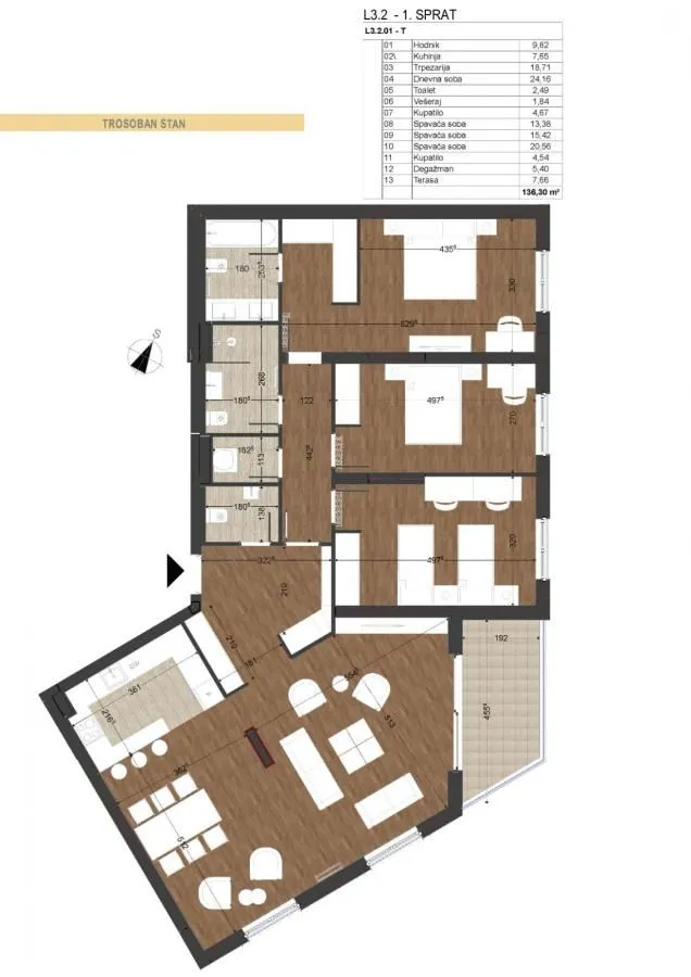 Prodaja, trosoban stan, 120m², Podgorica, Crna Gora