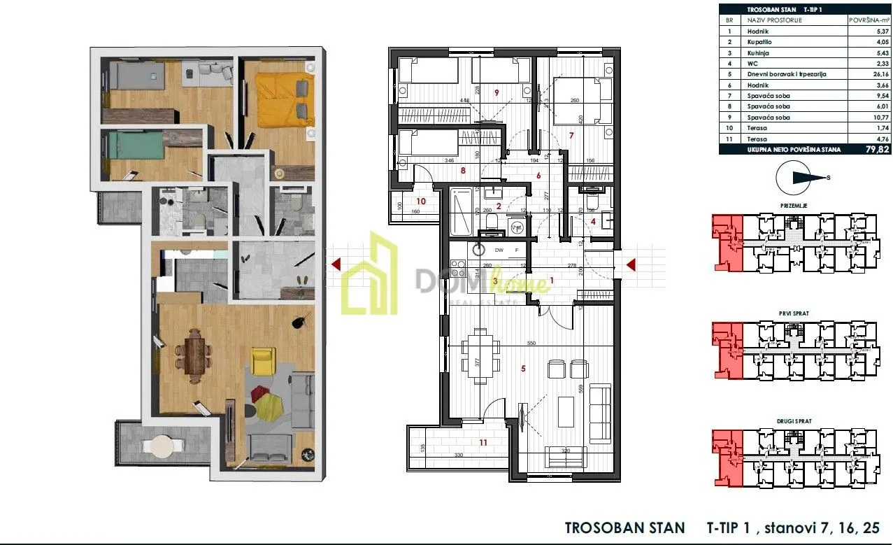 Prodaja, trosoban stan, 80m², Zabjelo, Podgorica