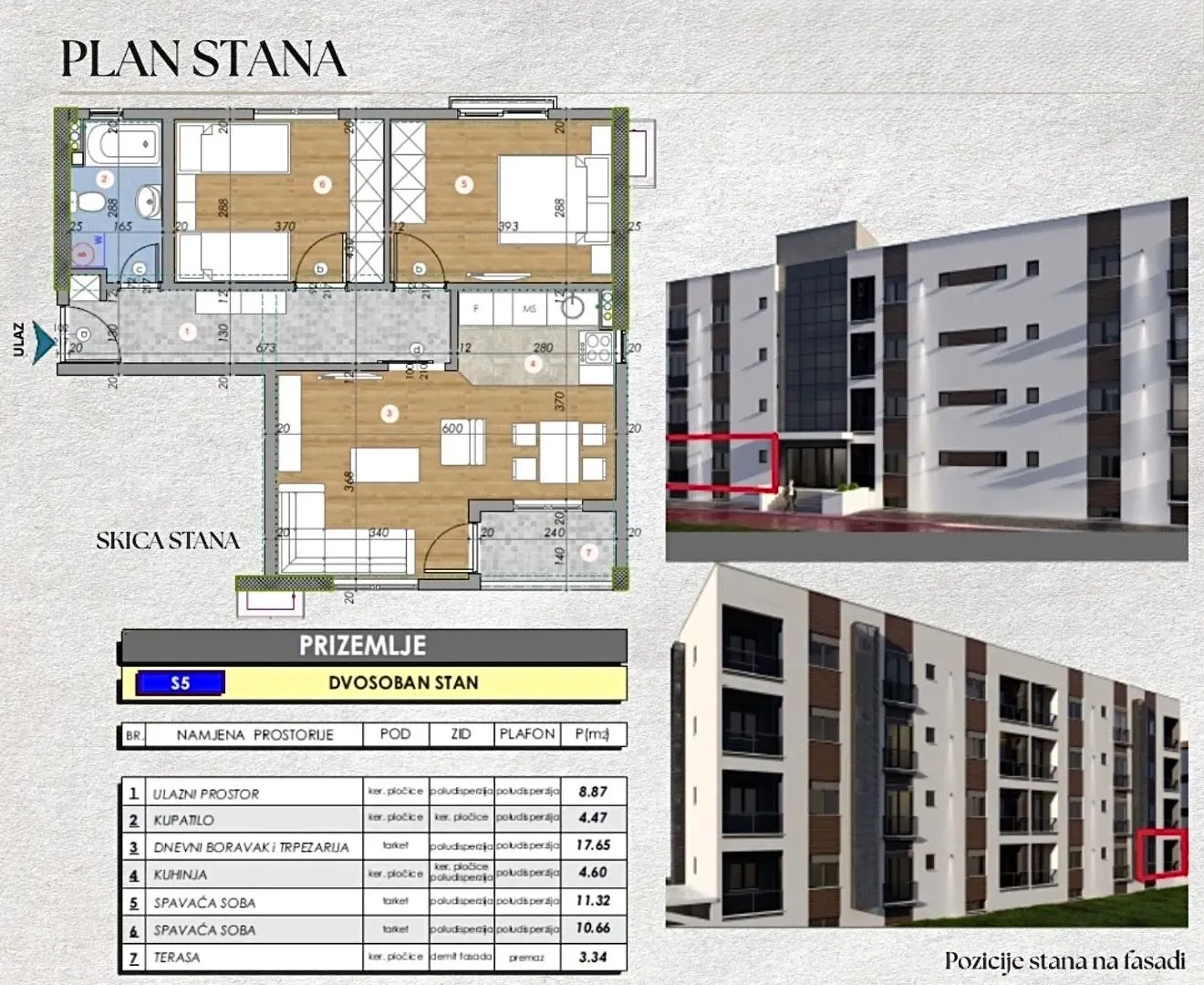 Sale, two bedroom apartment, 60m², Zabjelo, Podgorica