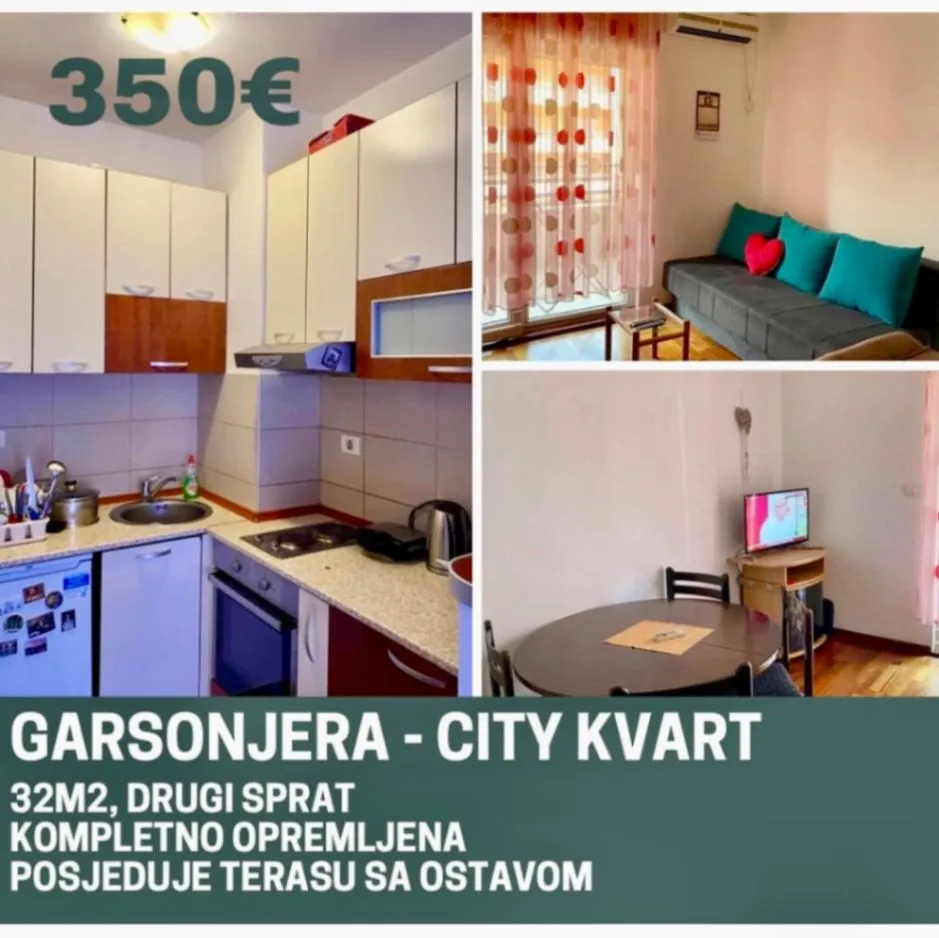 Izdavanje, garsonjera, 32m², City Kvart, Podgorica