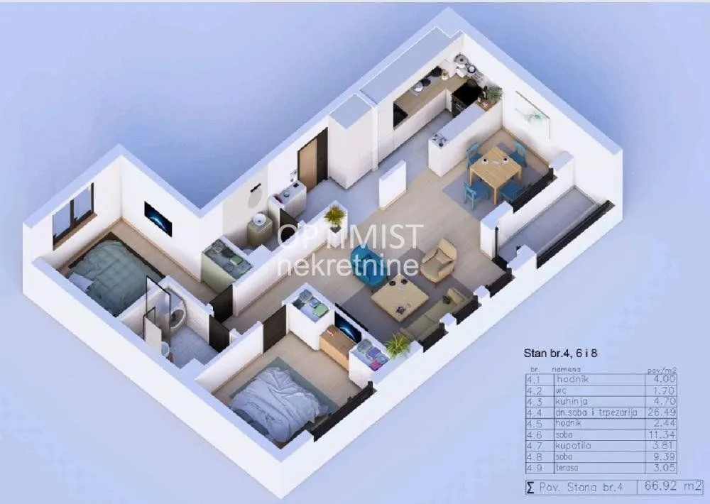 Prodaja, dvosoban stan, 67m², Savski Venac, Beograd