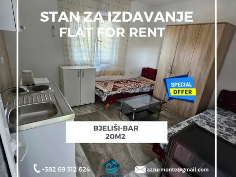 Rent, studio apartment, 20m², Bjeliši, Bar - image 1