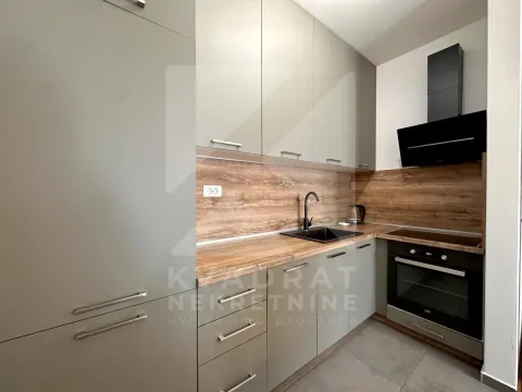 Moderna kuhinja sa ugradnim elementima i drvenim radnim dijelom. - image 9