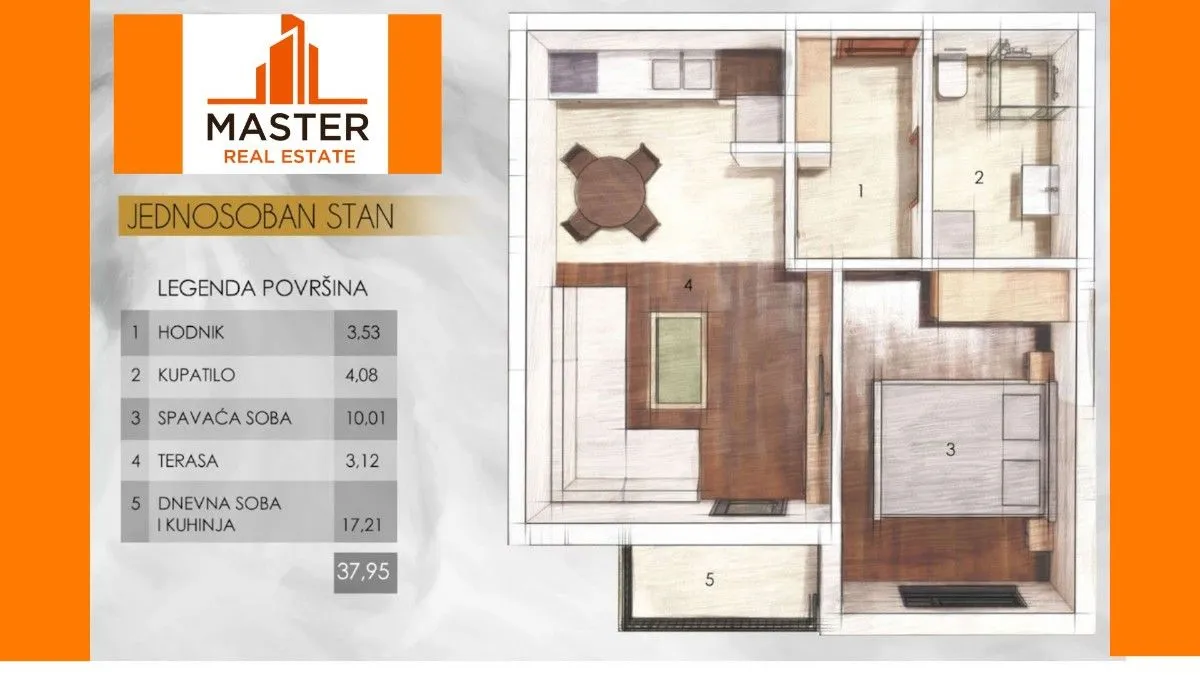 Prodaja, jednosoban stan, 38m², Zabjelo, Podgorica