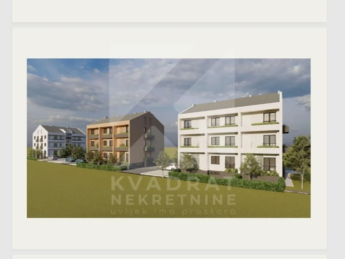 3D render kompleksa stambenih zgrada sa uređenim okruženjem.