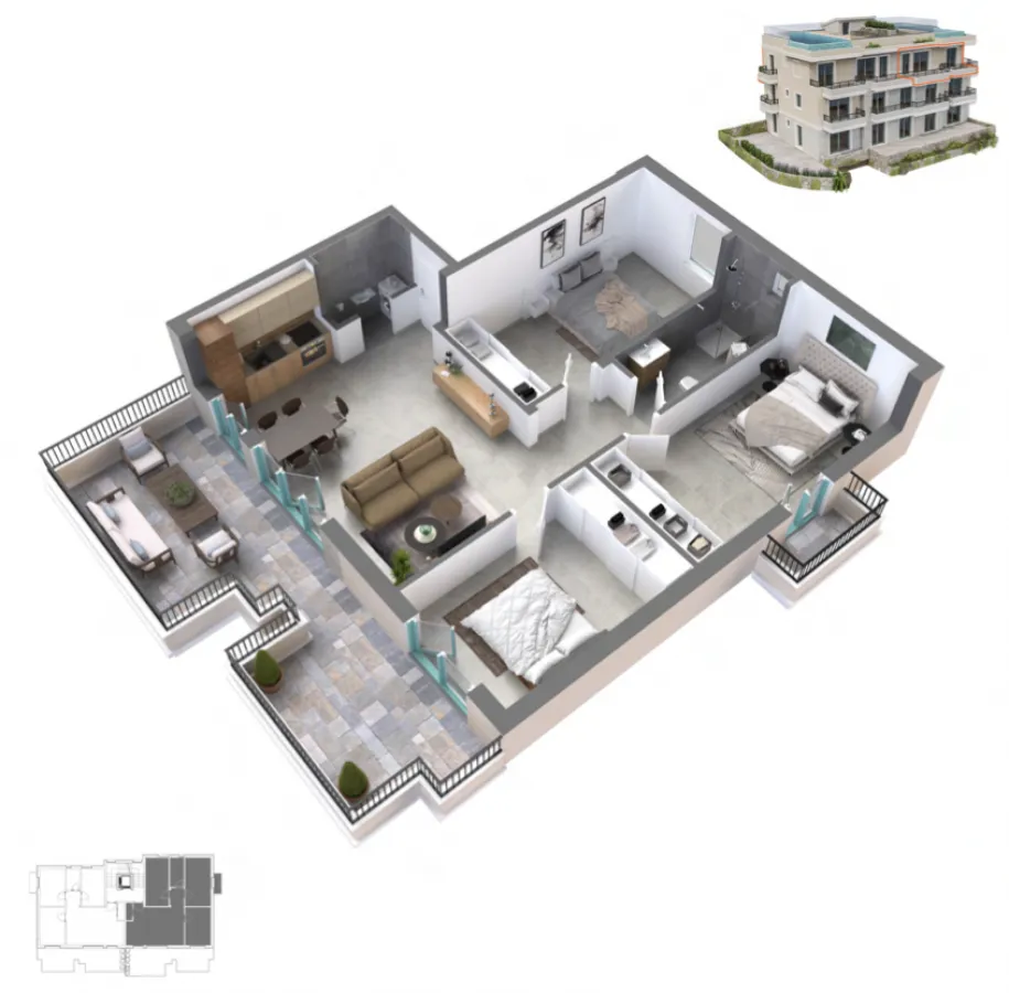 Prodaja, trosoban stan, 204m², Dobrota, Kotor