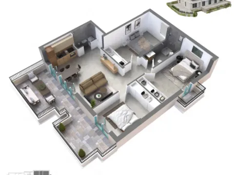 Sale, three bedroom apartment, 204m², Dobrota, Kotor