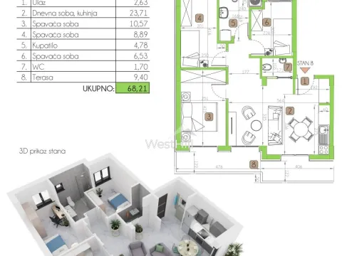 Prodaja, jednosoban stan, 46m², Dobrota, Kotor - image 12