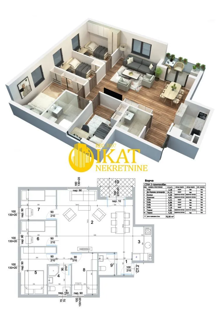 Sale, four bedroom apartment, 79m², Borča 1, Borča Sve Podlokacije