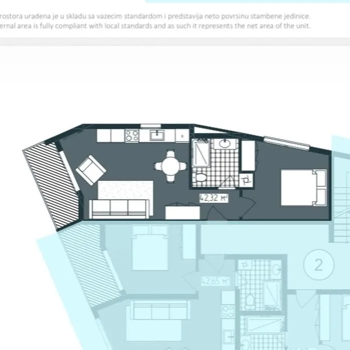 Prodaja, jednosoban stan, 42m², Donja Lastva, Tivat