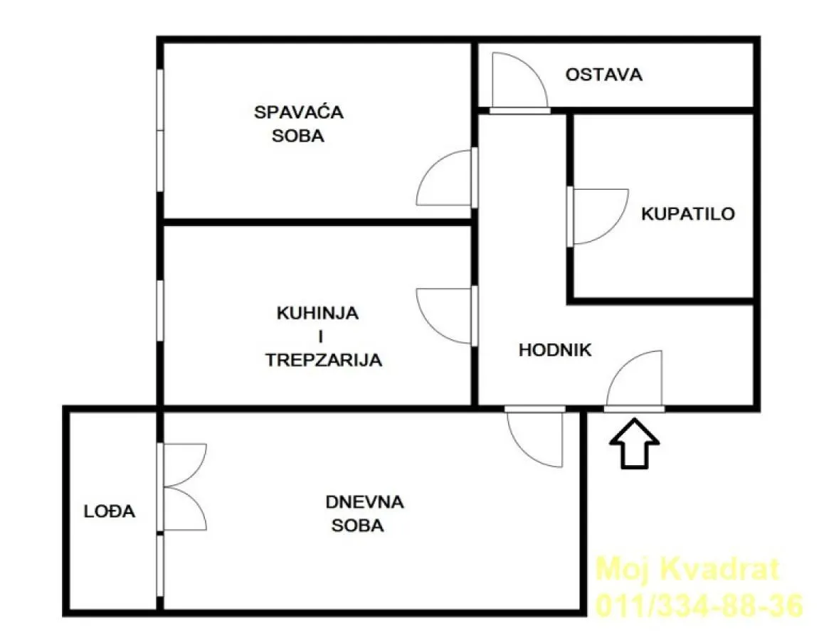 Sale, three bedroom apartment, 52m², Autokomanda, Voždovac Sve Podlokacije