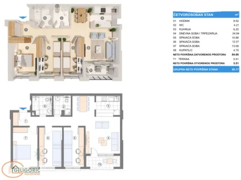 Sale, four bedroom apartment, 94m², Zemun Gornji Grad, Zemun Sve Podlokacije