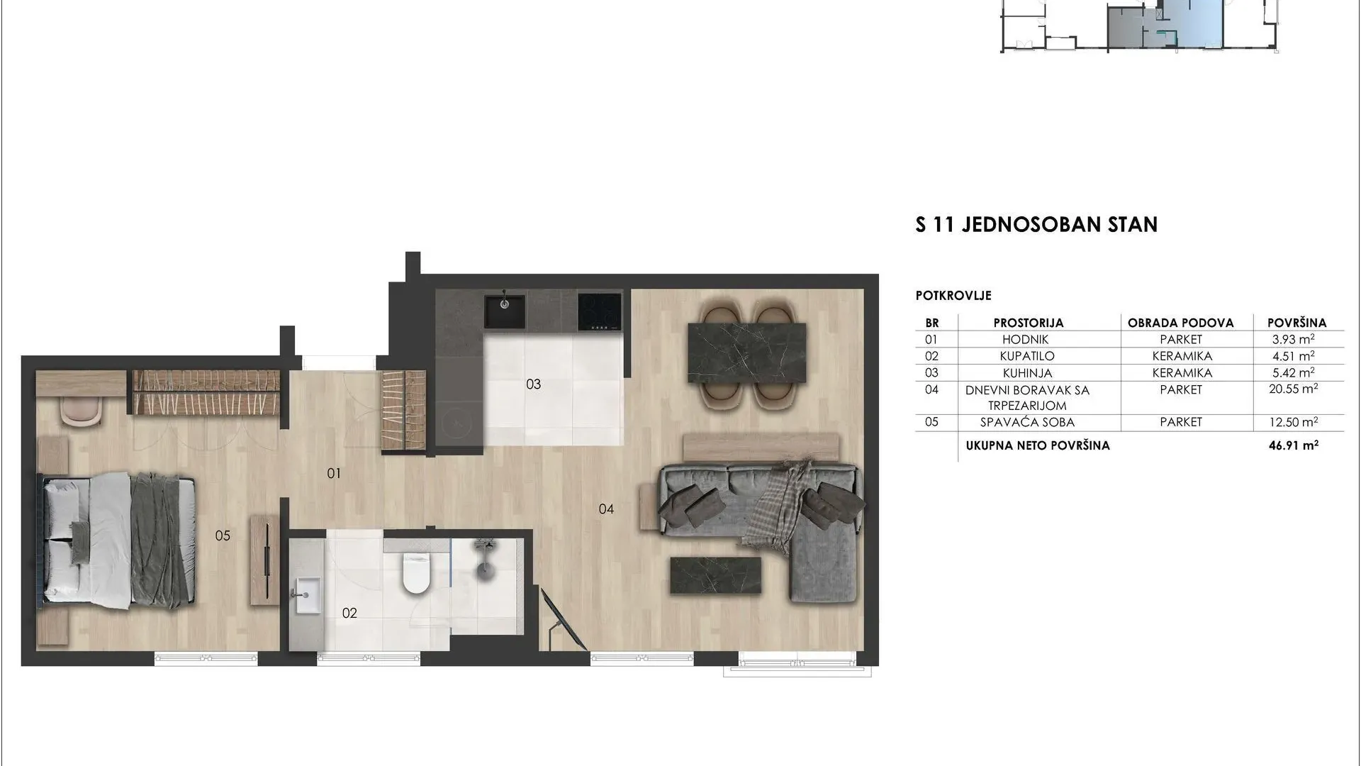 Sale, one bedroom apartment, 47m², Kolašin, Crna Gora
