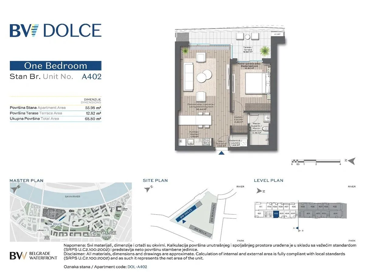 Sale, two bedroom apartment, 69m², Beograd Na Vodi, Beograd