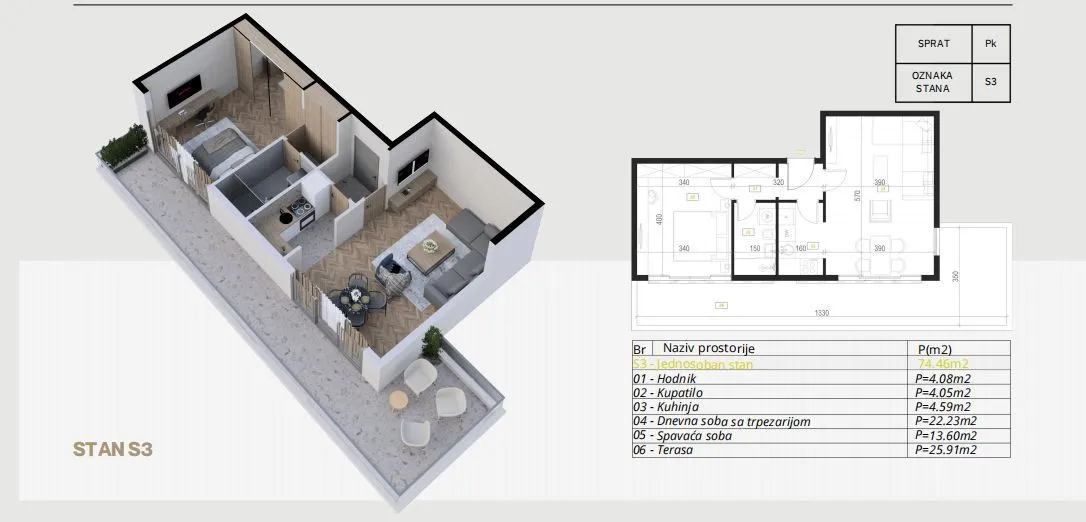 Sale, studio apartment, 43m², Budva, Crna Gora