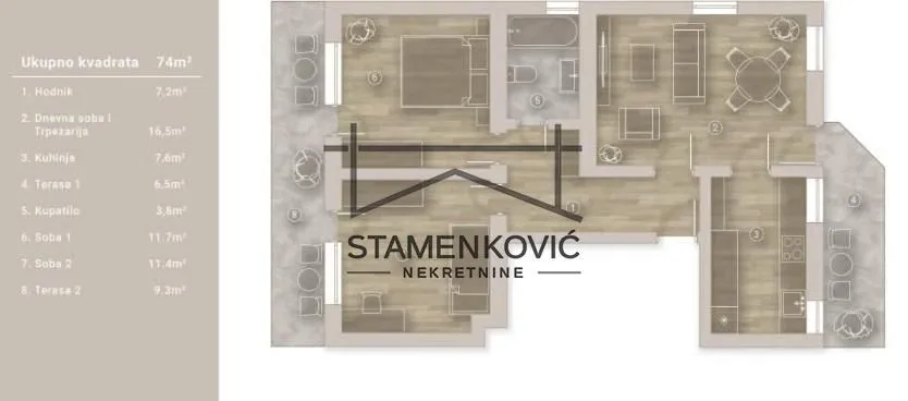 Prodaja, trosoban stan, 74m², Petrovaradin, Novi Sad