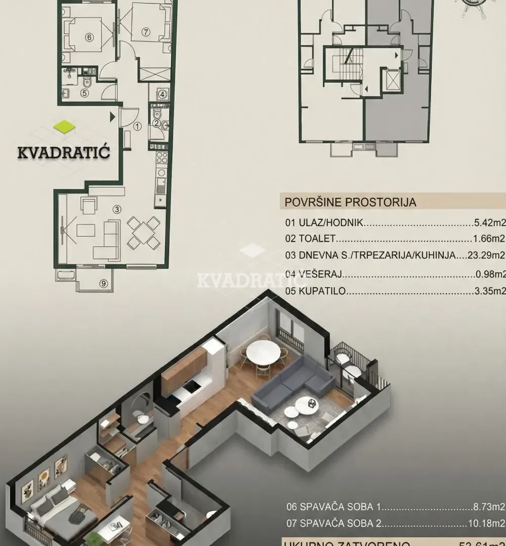 Prodaja, dvosoban stan, 57m², Banovo Brdo, Beograd