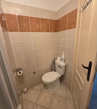 Small bathroom with a toilet and ceramic tiles. - image 4