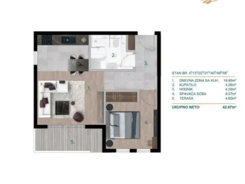 Prodaja, jednosoban stan, 42m², Bar, Crna Gora - image 2