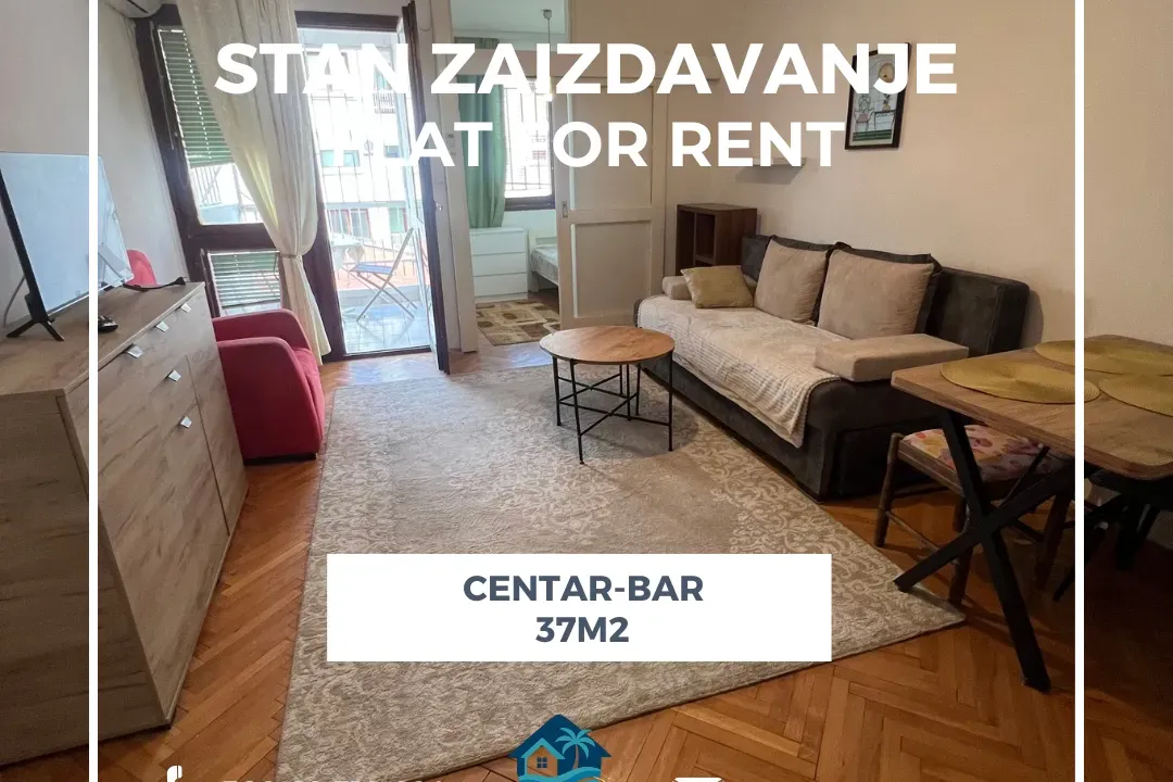 Izdavanje, jednosoban stan, 37m², Centar, Bar