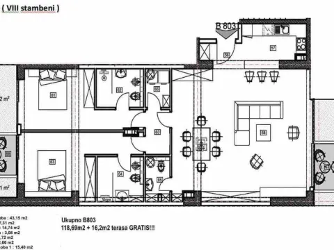 Sale, two bedroom apartment, 134m², Budva, Crna Gora - image 8