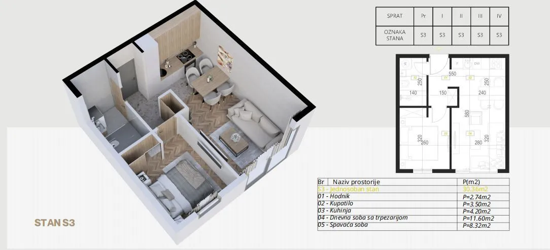 Sale, studio apartment, 28m², Budva, Crna Gora