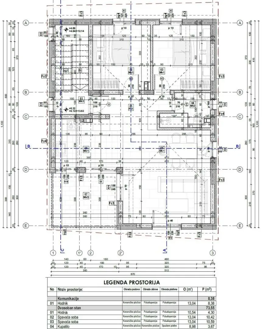 Prodaja, dvosoban stan, 74m², Baošići, Herceg Novi