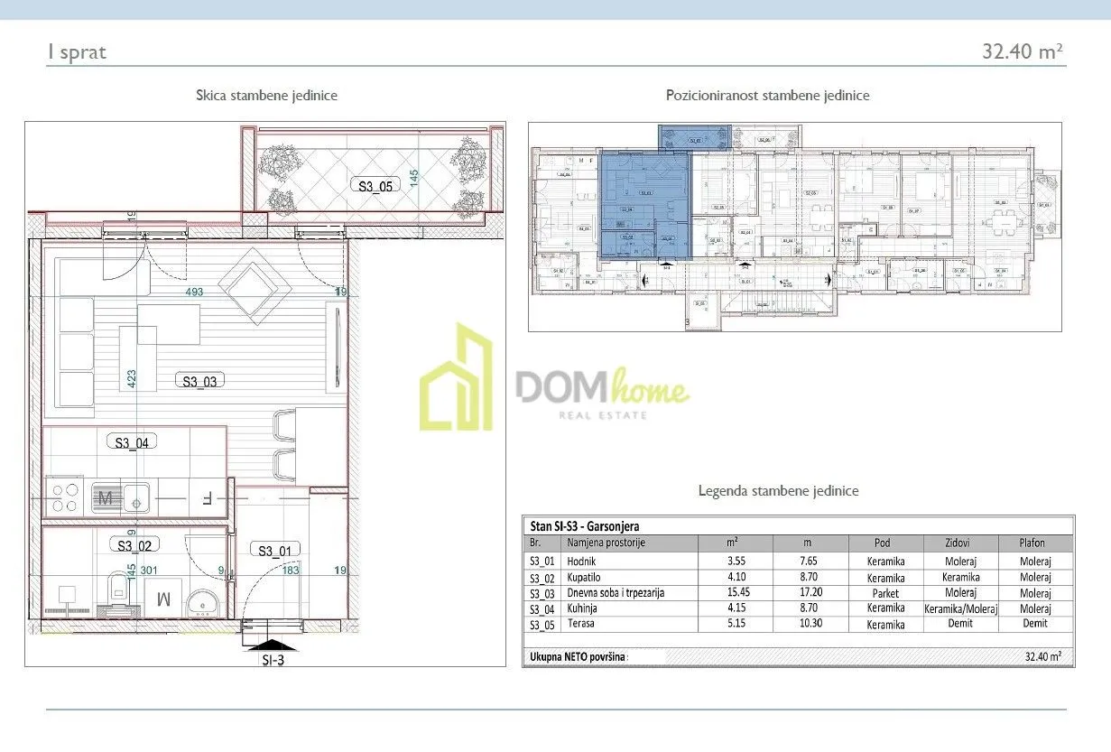 Prodaja, garsonjera, 32m², Momišići, Podgorica