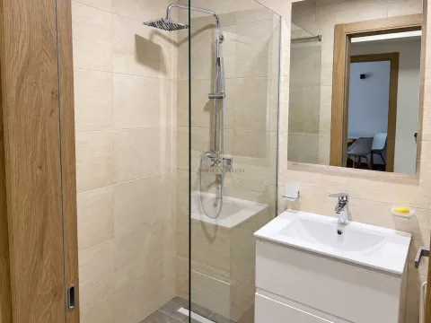 Savremeno opremljeno kupatilo sa tuš kabinom i umivaonikom. - image 8
