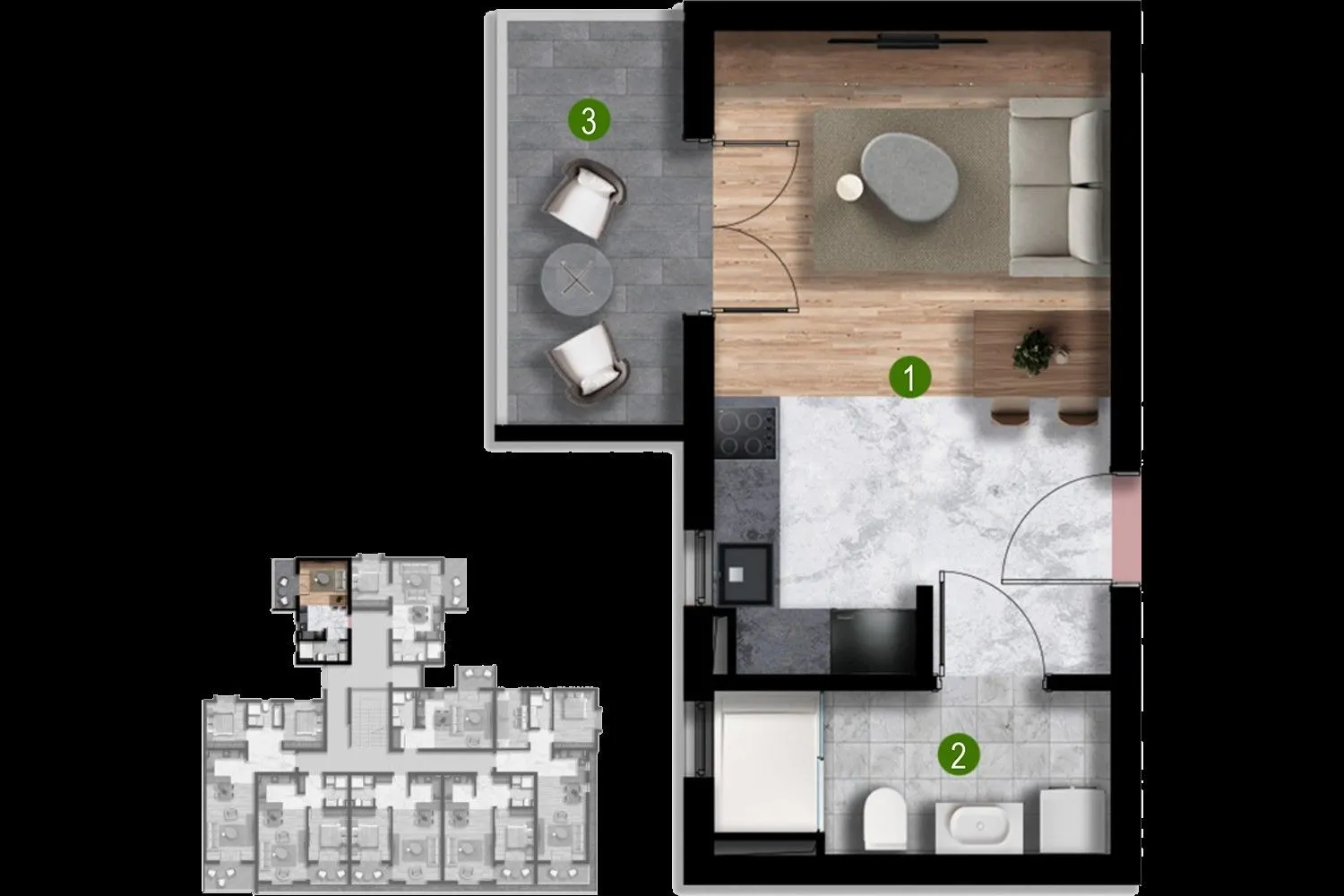 Sale, one bedroom apartment, 32m², Polje, Bar